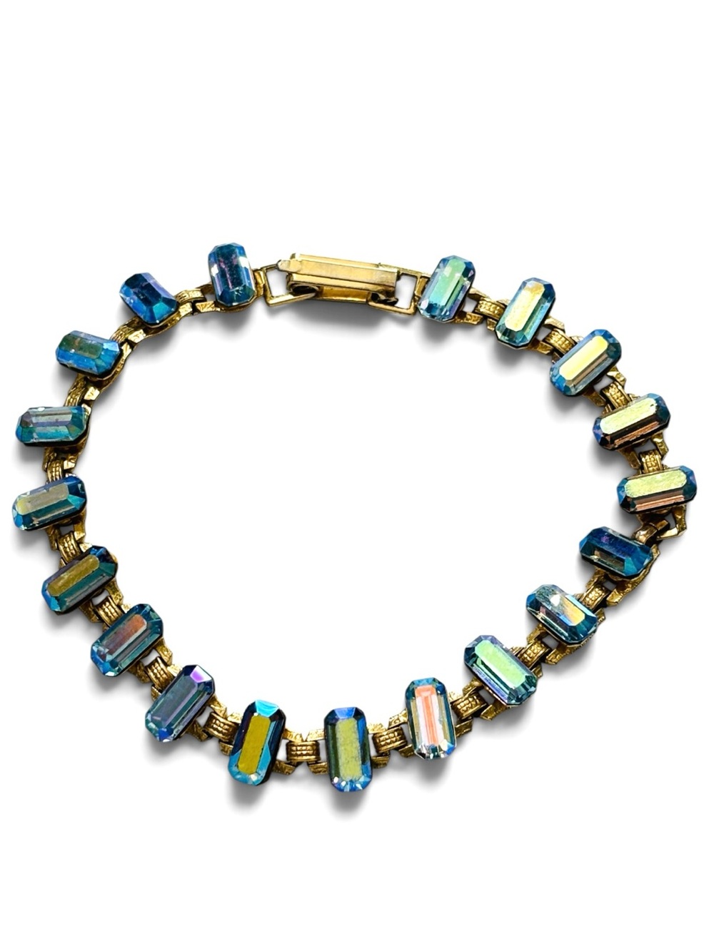 Blue Aurora Crystal Gold-Link Bracelet - Women Jewelry